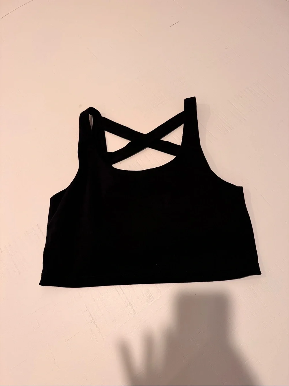 Jockey Black ribbed Crisscross Back Crop Tank